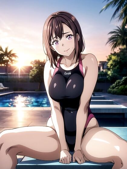 Thick Thighs Spread Wide - Erotic Black-Haired Hentai AI Image