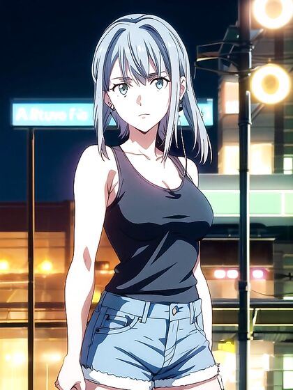 Nighttime Cityscape in Front View for Intense Hentai Pleasure