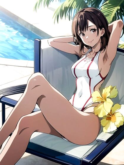 Solo Hentai Goddess Splashes into Pool Pleasure