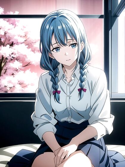 Blonde in Blue Office Shirt Seduces You in Steaming Hentai AI Image