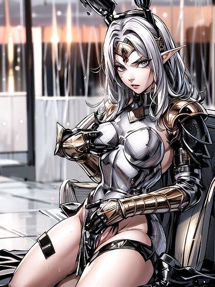 Sci-Fi Comic Waif in Seductive Waist-Shot Hentai AI Image