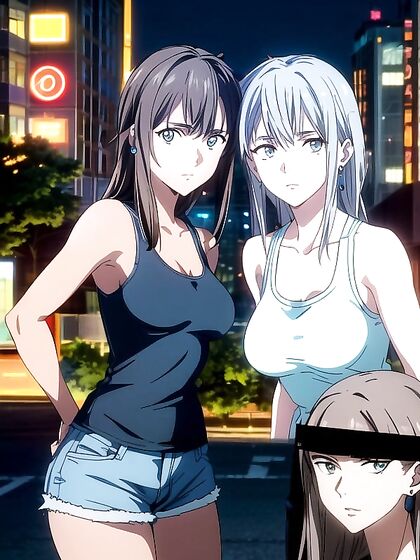 City Nights - Light Brown Beauty Under Neon Lights in Steamy Hentai AI Image