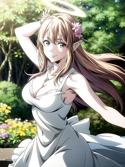Angel Adorns Necklace and Laurel Crown for Seductive Hentai Pleasure
