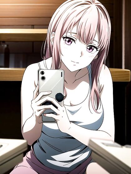 Pink Cheeks Glowing in Pleasure - Taking a Sexy Selfie in Hentai Bliss