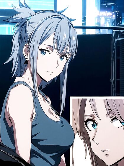 Nighttime Front View - Tight Top Temptress in Seductive Hentai AI Image