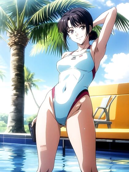 Sensual Afternoon by the Pool - Steamy S-Style Anime Hentai AI Image