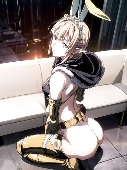Raining Bobcut Babe Shows Off Her Medium Ass in Horny Hentai AI Image