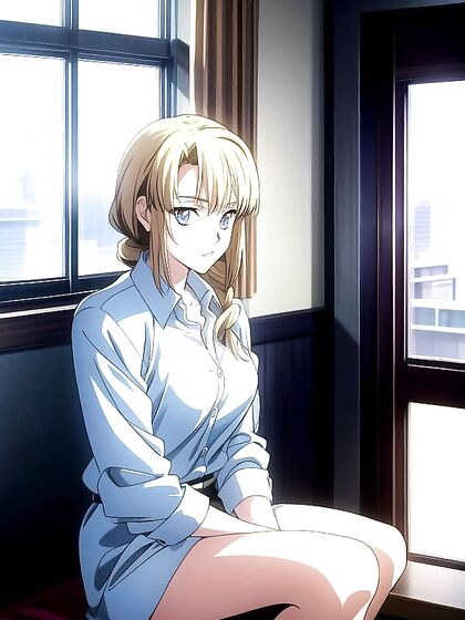 Blonde Blue-Eyed Beauty in Seductive Solo Hentai AI Image