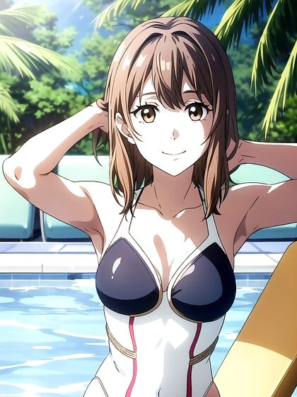 Happy Hentai Girl 18+ Spreads Her Arms Wide and Gazes at You Seductively