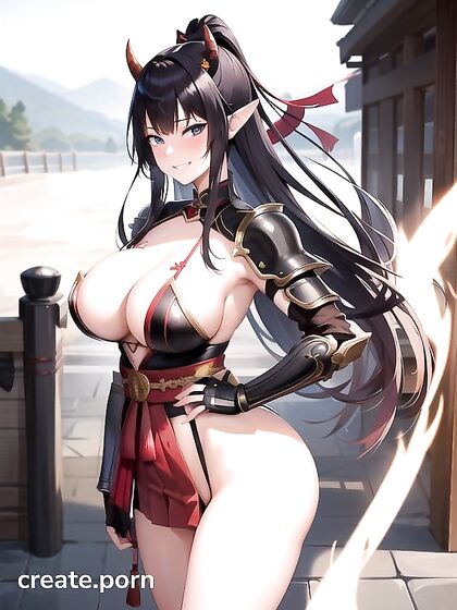 Large-Assed Chick with Raven Locks in Seductive Hentai AI Image