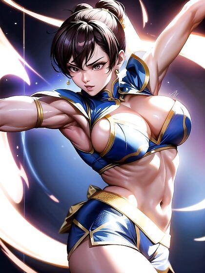 Chun Li from Street Fighter Wallpapered in Steamy Hentai AI Image