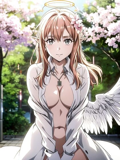 Angel Wears Necklace and Reveals All in Steamy Hentai AI Image