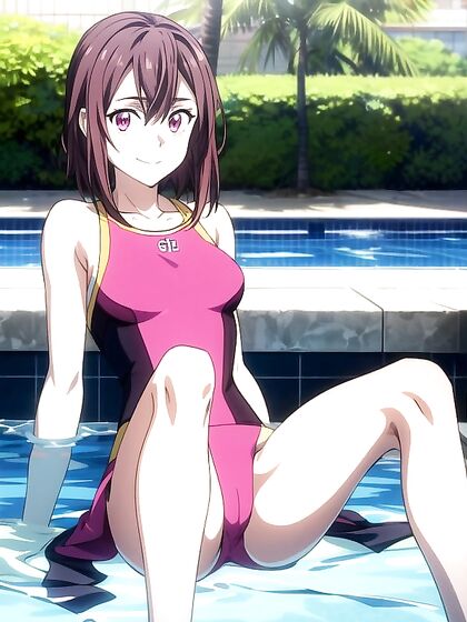 Pink Eyes Stare Intently at You in This Seductive Waist-Shot Hentai AI Image