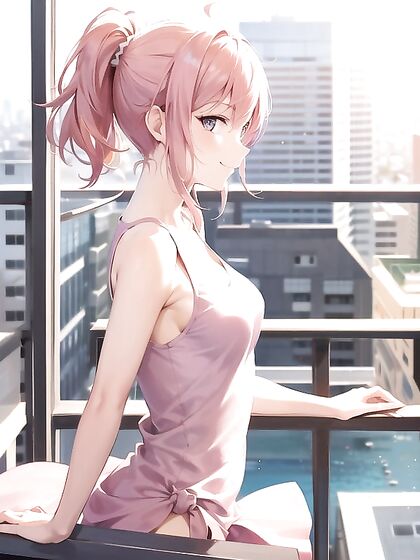 Happy Hentai Couple Enjoying Cityscape Views in Intimate Side Action