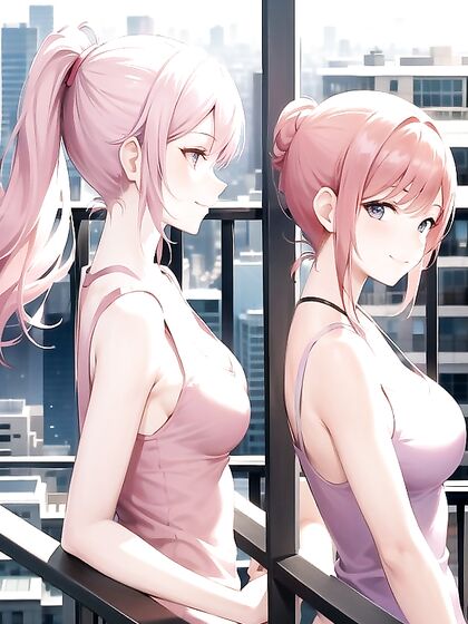Blushing Pink Enjoying Blissful Hentai Moments on the Balcony