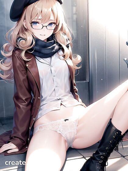 Blonde in Blue Beret Seduces You in Mesmerizing Hentai AI Image
