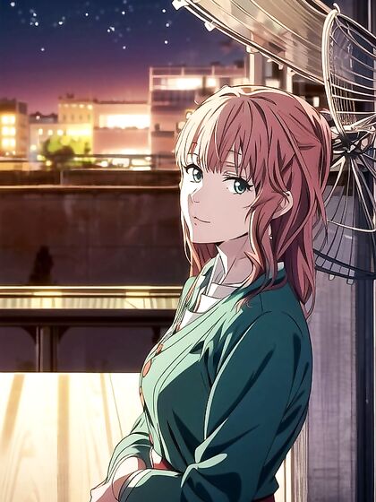 Large Breasts on Display - Balcony Seduction in Hentai Hentai AI Image