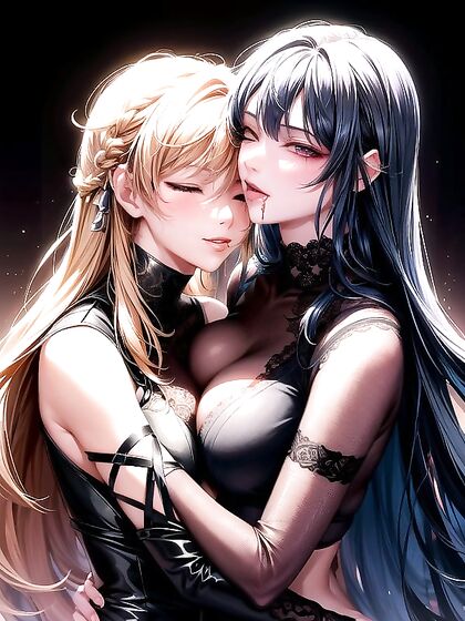 Girl 18+s with Closed Eyes Lost in Pleasure on Sensual Hentai Wallpapers