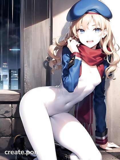 Glasses and Beret Clad Girl 18+ with Rounded Breasts in Seductive Hentai AI Image