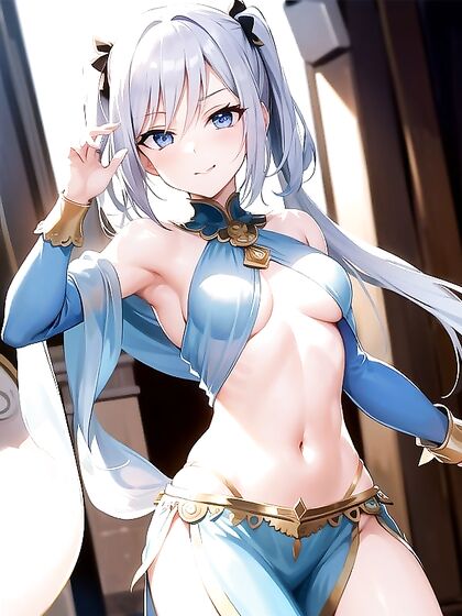 Skinny Blue-Haired Cutie with Tiny 18+ Ass in Seductive Hentai AI Image