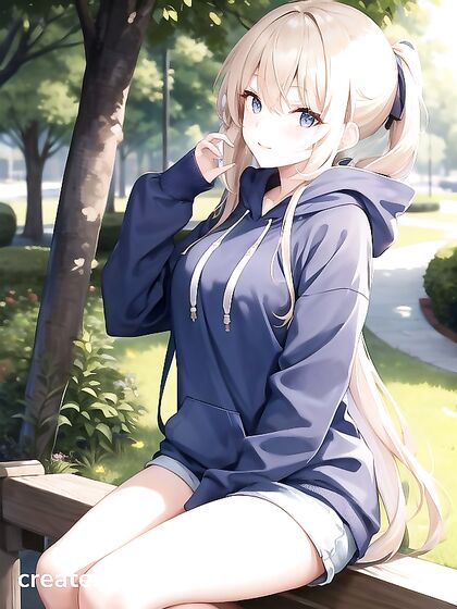 Hooded Girl 18+ in the Park Enjoying Intense Hentai Pleasure