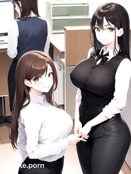 Safe-for-Work Fun - Office Chick in Brown Gets naughty in Hentai AI Image