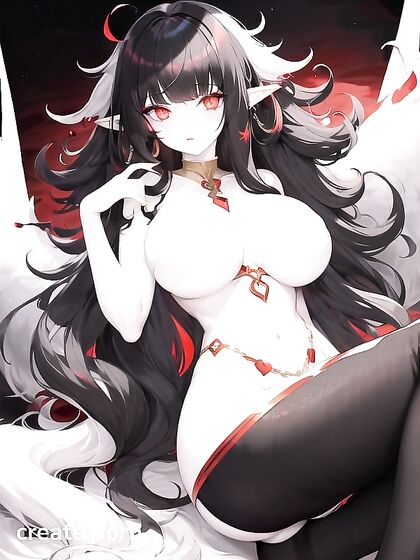 Cute Elf with Pale Skin and Red Mascara Seduces in Messy-Haired Hentai Bliss