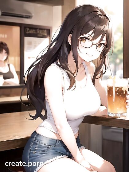 Happy Girl 18+ Sitting Down and Gazing at You in Seductive Hentai AI Image