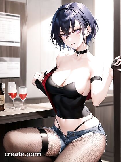 Pale-Skinned Redhead in Choker Teased in Seductive Hentai AI Image