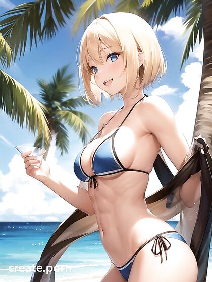 Tan Line Temptation - Bobcut Babe in Seductive Hentai AI Image