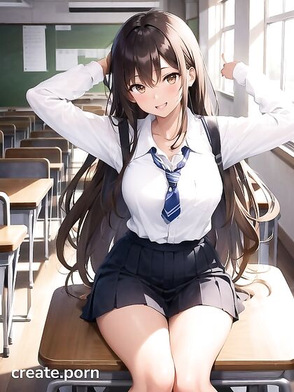 in Uniform Takes on Long-Length Action in Steaming Hentai AI Image