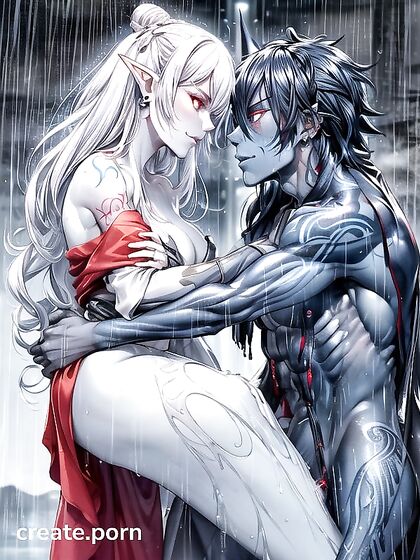 Muscular Dude with Multi-Colored Glowing Eyes in Intense Hentai AI Image