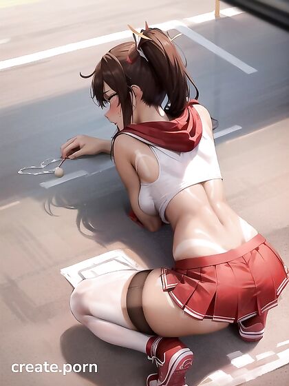 Brunette in Nylon Stockings and Skirt Tempts You in Seductive Hentai AI Image