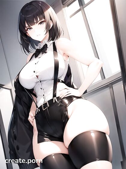 Makoto Niijima Showcases Her Gorgeous Figure and Tiny 18+ Waist in Tall Hentai AI Image