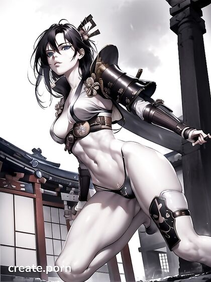 Bottom-Up Navel Exposure at High Noon in Seductive Hentai AI Image