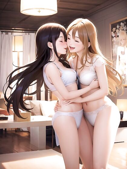 Two Girl 18+s Enjoy a Happy, Playful Indoors Session in Comfortable Hentai Bliss