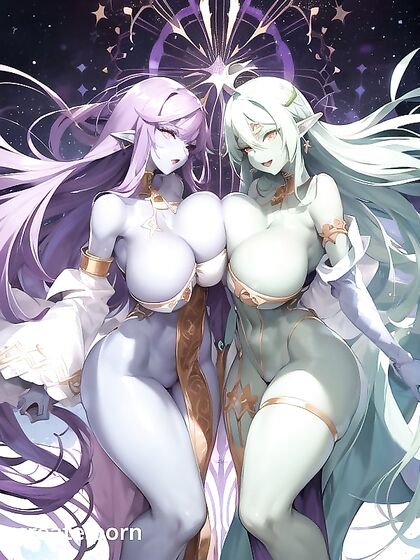 Glowing-Eyed Elf With Massive Breasts and Ass Seduces in Erotic Hentai AI Image