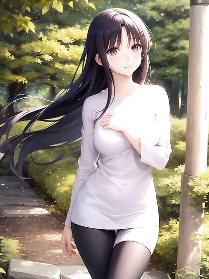Calm Poses in Nature - Professional Photography Meets Seductive Hentai AI Image