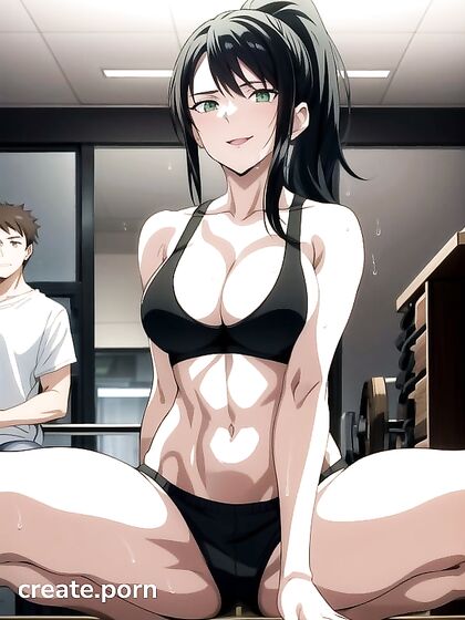 Wet Clothes Squatting at the Gym for Steamy Hentai Pleasure