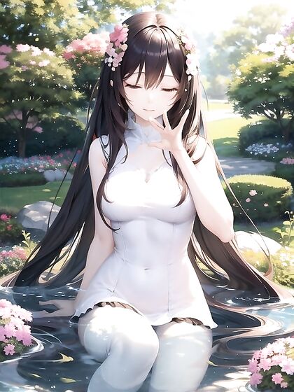 Realistic Anatomy Blossoms Amidst Floral Beauty in Artistic hentai AI Porn