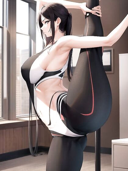 Yoga Studio Flexibility - Side Stretch Focus on Tight Ass in hentai Hentai AI Image