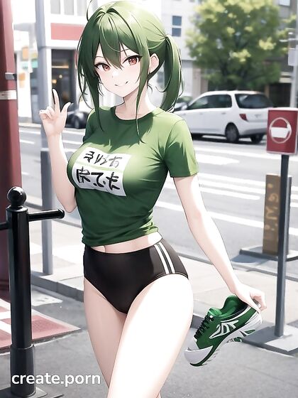 Bottomless Walk in a Green T-Shirt - Hentai Bliss