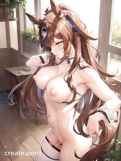 Orange-Haired Beauty with Horse-Tail Hairstyle in Seductive Game CG Hentai AI Image
