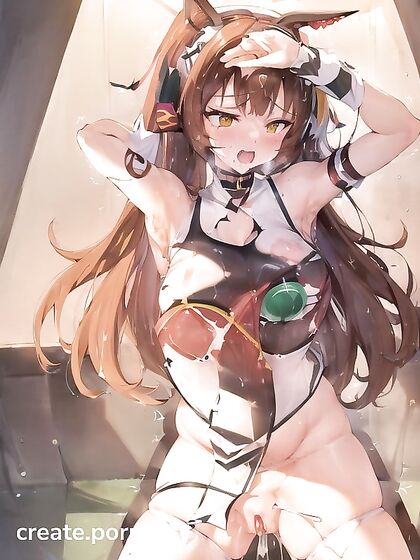 Orange-Haired Girl 18+ Spreads Her Pussy With a Horse Tail in Steaming Hentai AI Image