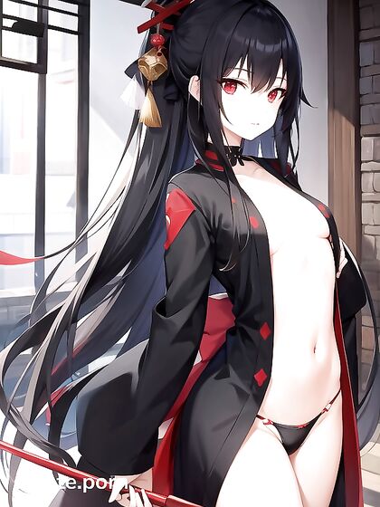 Black-Haired Beauty with Red Eyes Bound in Bandages for Intense Hentai Pleasure
