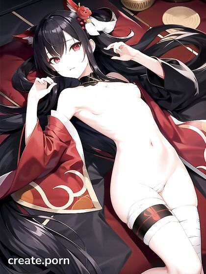 Long-Haired Beauty in Kimono Enjoying Sensual hentai Pleasures with Tiny 18+ Tits