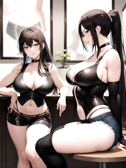 Navy Blue Short Shorts and Exposed Navels in Steamy Hentai AI Image