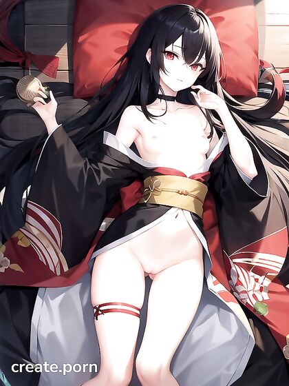 Black-Haired Beautywith Small Tits Gets Covered in cum duringSTEAMY Hentai AI Image