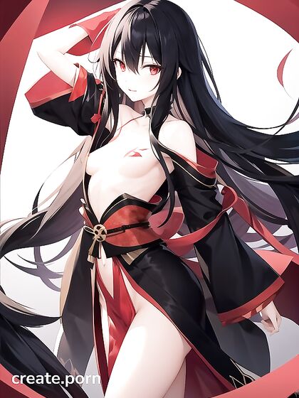Skinny Girl 18+ in Kimono Shows Off Her Assets in Bottom-Up Hentai AI Image