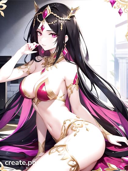 Sparkling Ruby Skin Gems in Seductive Hentai AI Image